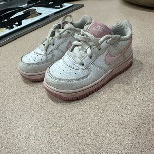 Nike Kids' White and Pink Air Force Ones